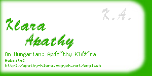 klara apathy business card